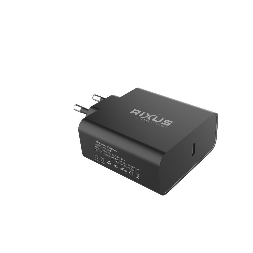 Rixus 65W Universal USB-C Charger for Laptop, Tablet and Phone RXLC24 - Black