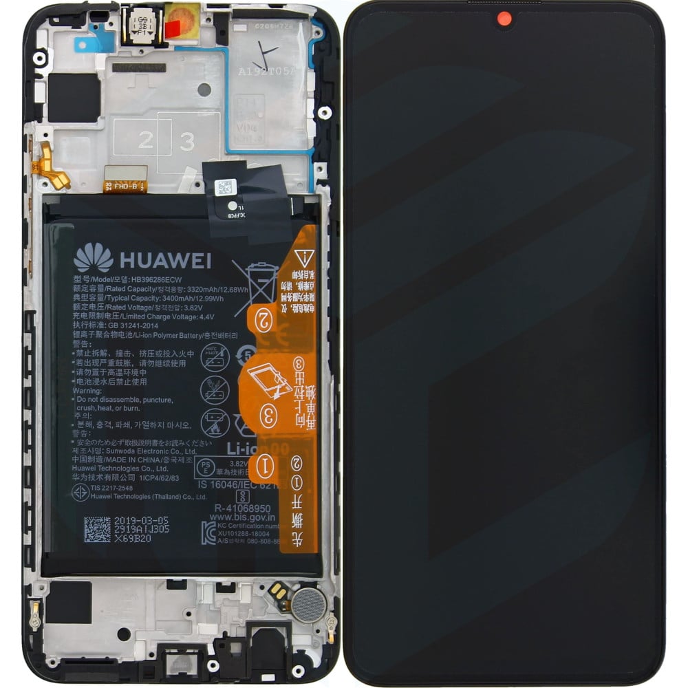 Huawei P Smart 2019 / P Smart Plus 2019 (POT-L21/ POT-LX1/POT-LX1T) OEM Service Part Screen Incl. Battery (02352JEY) - Black