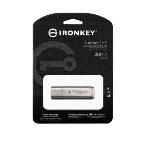 Kingston 32GB IronKey Locker Plus 50 AES Encrypted USB To Cloud - IKLP50/32GB