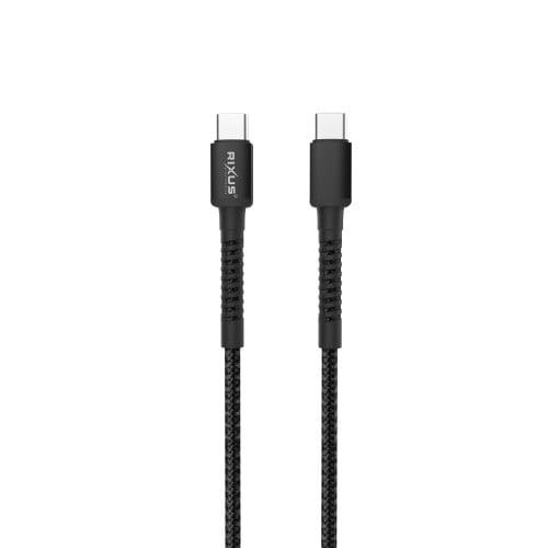 Rixus Nylon Braided USB-C To USB-C Cable 1.2M RXU71C - Black