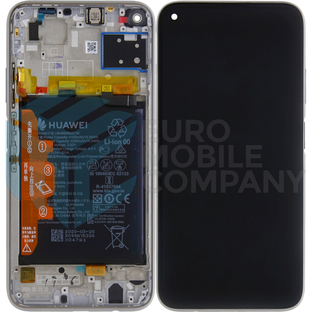 Huawei P40 Lite (JNY-LX1) OEM Service Part Screen Incl. Battery (02353KFV) - Breathing Crystal