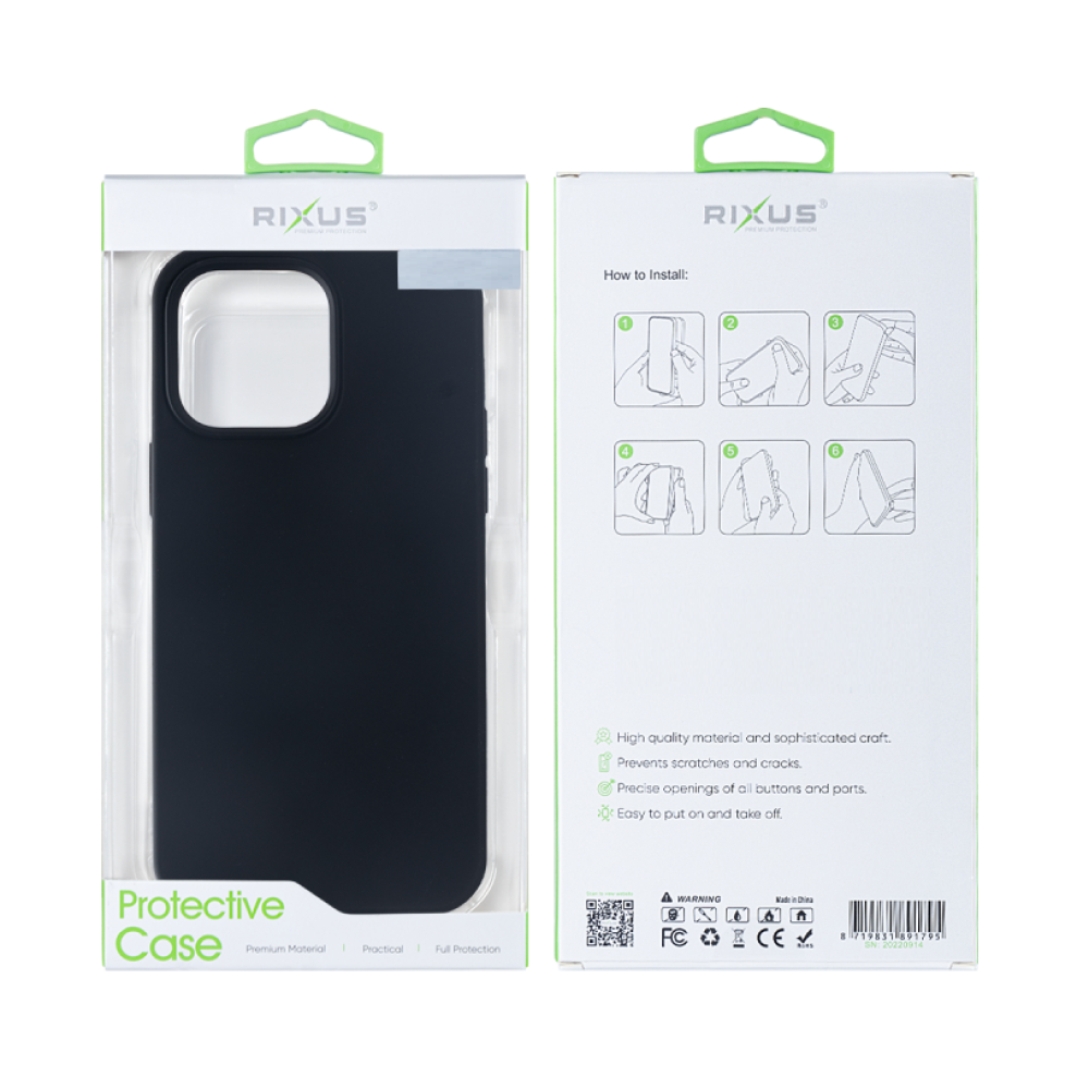Rixus Soft TPU Phone Case For iPhone 15 Pro Max - Black