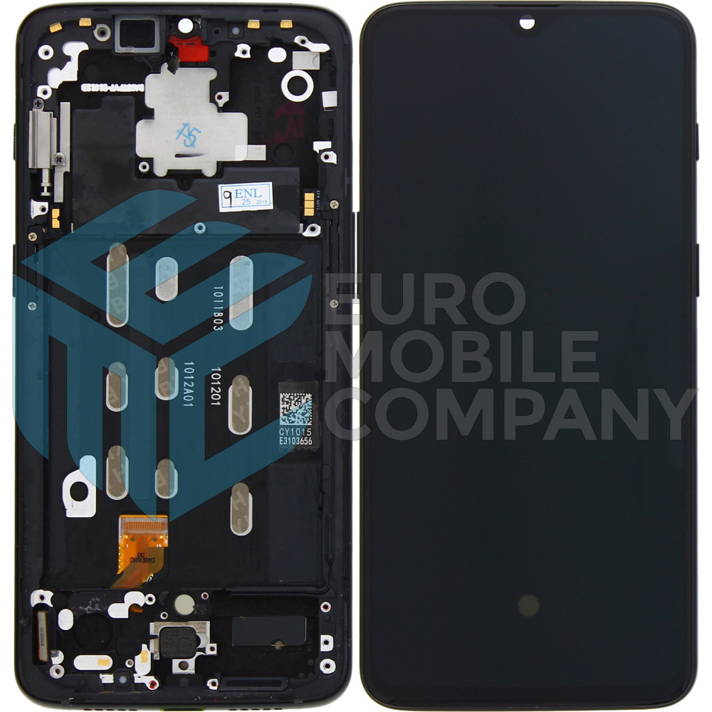 OnePlus 6T Complete Display + Frame OEM - Mirror Black