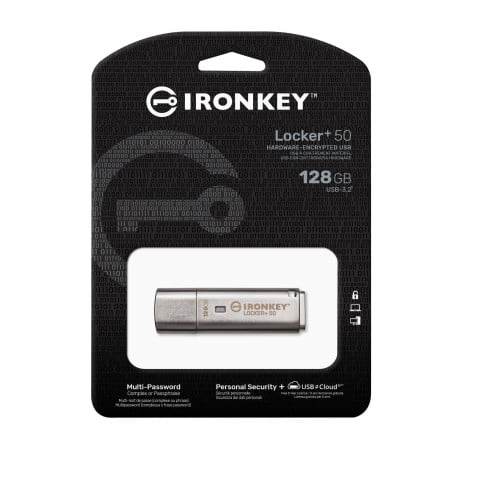 Kingston 128GB IronKey Locker Plus 50 AES Encrypted USB To Cloud - IKLP50/128GB