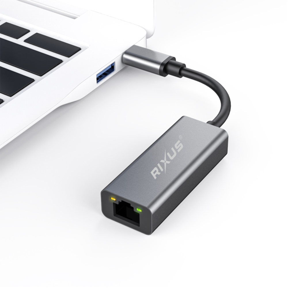 Rixus USB-C to Ethernet Gigabit Adapter RXEA01 Gray
