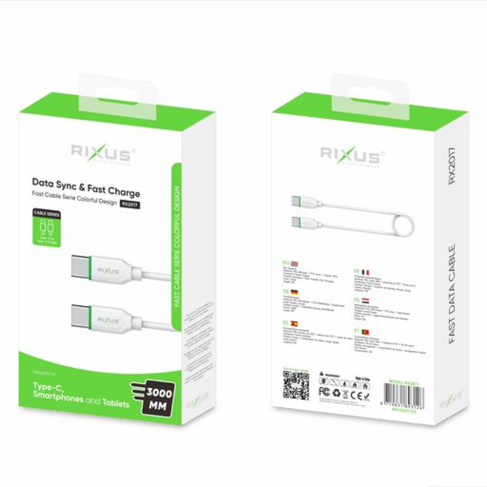 Rixus Fast Cable Serie USB C to USB C (3 Meter) RX2017