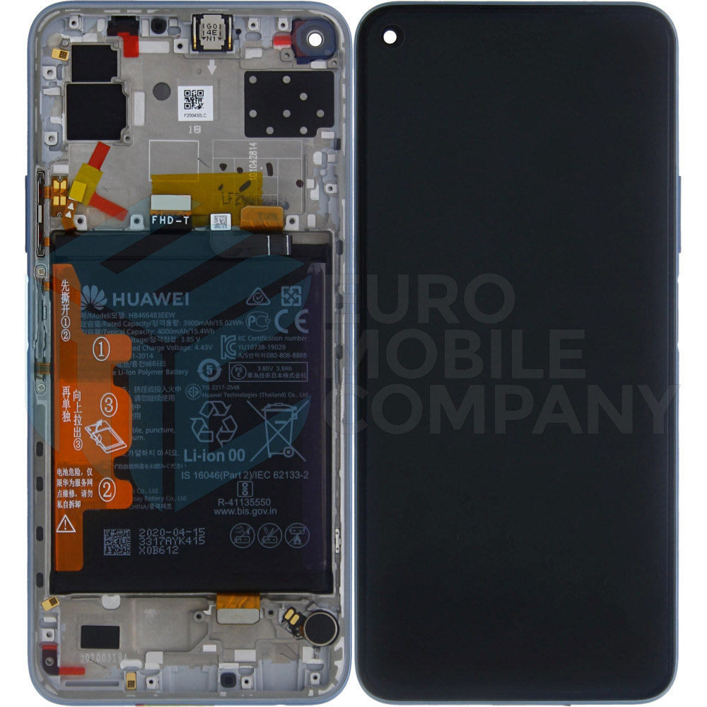 Huawei P40 Lite 5G (CDY-NX9A) OEM Service Part Screen Incl. Battery (02353SUQ) - Silver