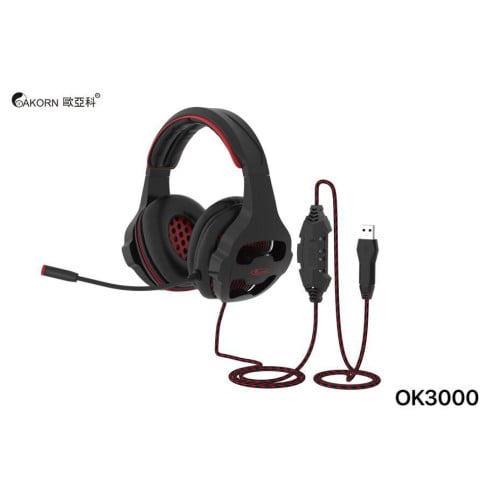 Gaming Headset Akorn OK3000 With Microphone - Red