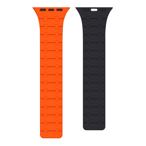 Rixus For Apple Watch 38mm, 40mm, 41mm Silicone Band With Magnetic Orange + Midnight