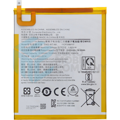 Samsung Galaxy Tab A 8.0 2019 (SM-T290 SM-T295) Replacement Batterij SWD-WT-N8 5100mAh