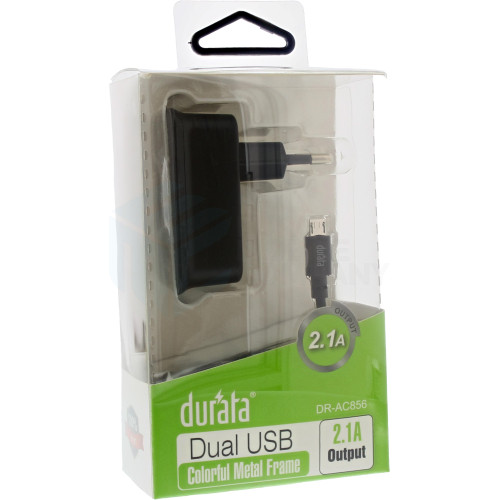 Durata AC Adapter Dual USB 2.1A - Black (DR-AC856)