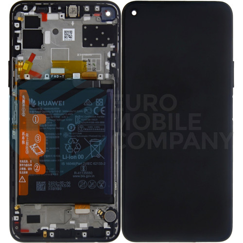 Huawei P40 Lite 5G (CDY-NX9A) OEM Service Part Screen Incl. Battery (02353SUN) - Black