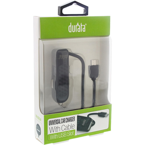 Durata Car Charger With Micro Cable & USB Slot 2.1A  Black DR-C25