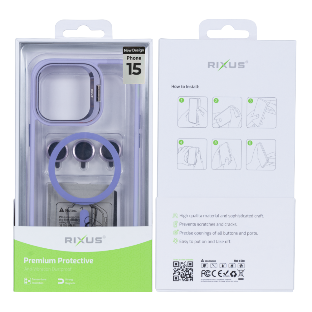 Rixus Classic 03 Case With MagSafe For iPhone 15 - Light Purple