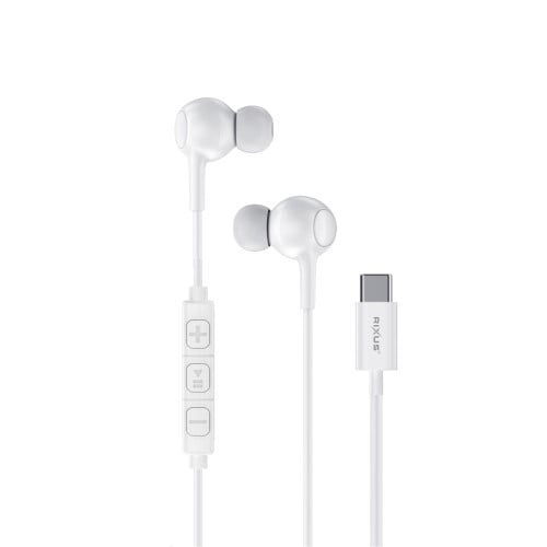 Rixus RXHD56CW USB C Wired Earbud Type Headphone With Microphone White