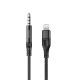 Rixus 3.5mm AUX To Lighting Braided Audio Cable 4-ft RXMU35L - Black