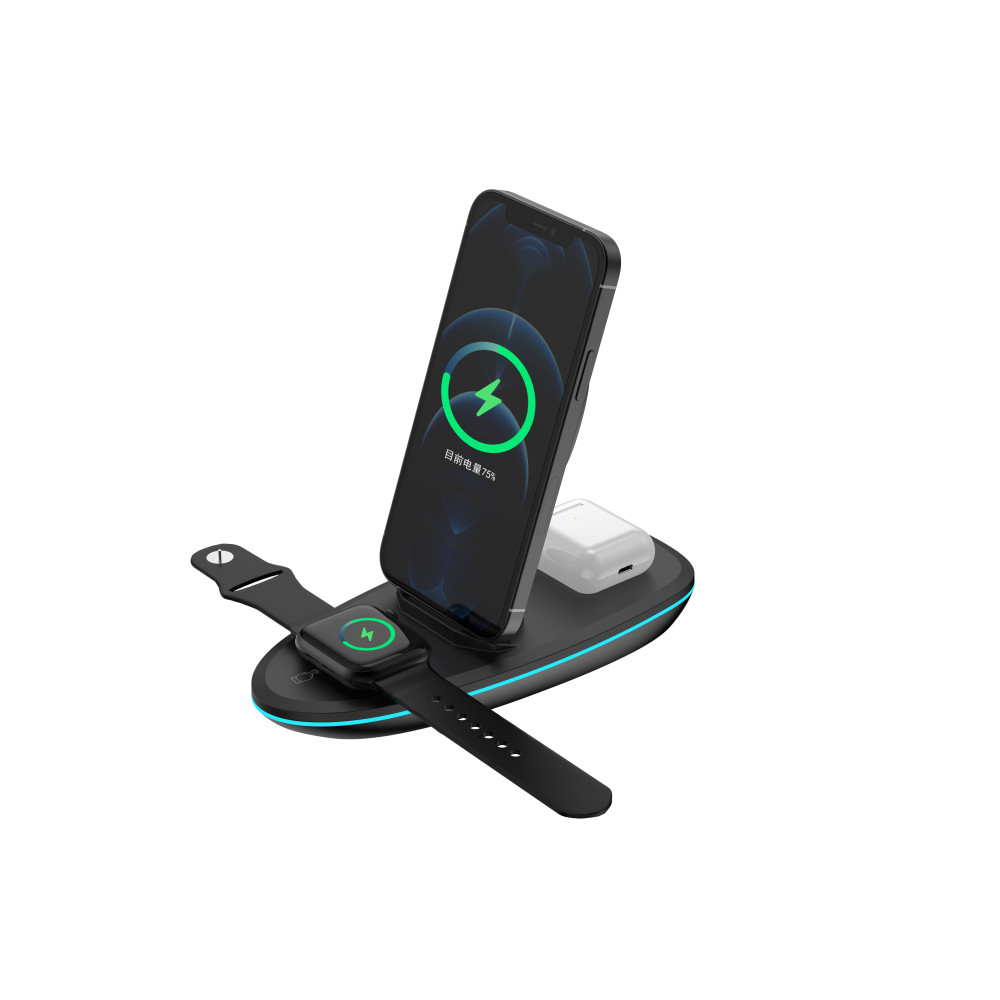 Rixus 15W 3-1 Foldable Wireless Charger Station RXWC43