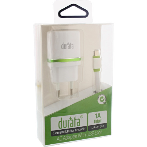 Durata AC Adapter Compatible For Android Micro USB White DR-A1001