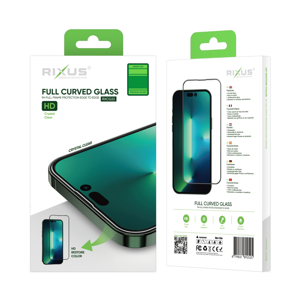 Rixus Clear HD Full Cover Tempered Glass For iPhone 15 Pro